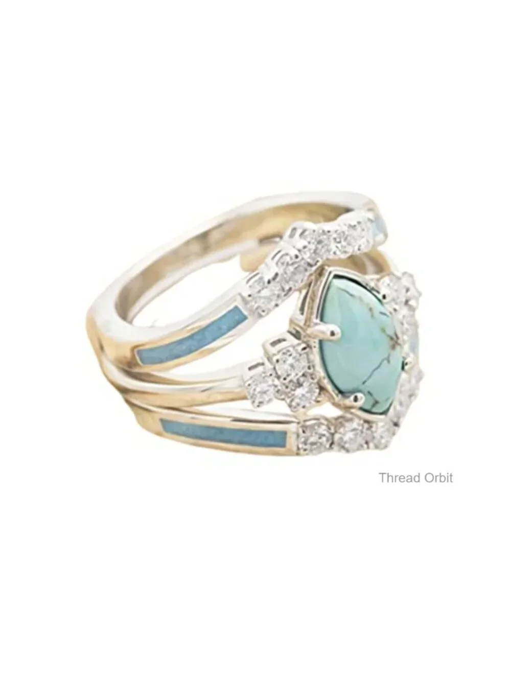 3 PCS Turquoise Stacking Ring Set Natural Gemstone Silver Color